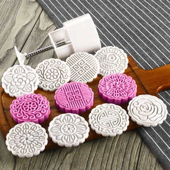 

8 Style Flower Shaped Mooncake Mold 100g Hand Pressure Fondant Moon Cake Decorating Tools Cookie Cutter Pastry Baking Tool
