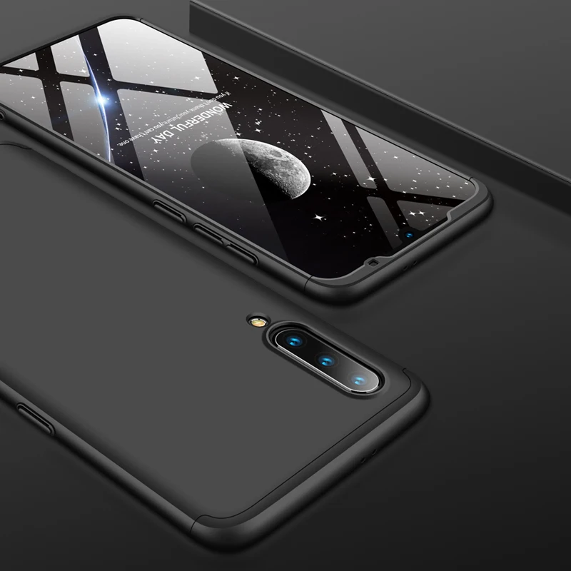 360 градусов чехол для Xiaomi mi 9T Pro 9 8 SE A2 A1 Lite 6 5s Play Note Max 3 mi x 2 2S чехол 3 в 1 Жесткий PC защитный матовый чехол - Цвет: Черный