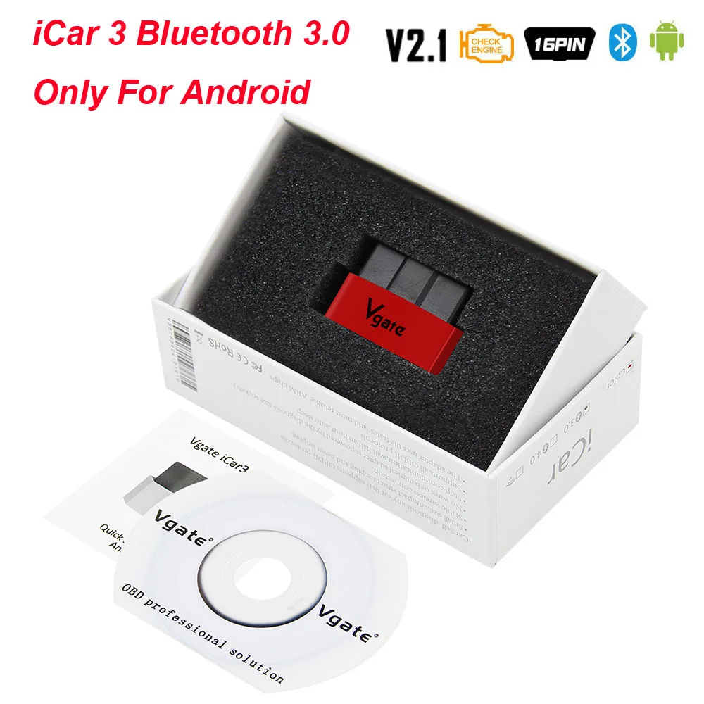 Vgate iCar3 ELM327 V2.1 ELM 327 iCar 3 V2.1 OBD2 Bluetooth wifi сканер ODB2 для Android/IOS OBD 2 OBD2 автомобильный диагностический инструмент - Цвет: Bluetooth Red