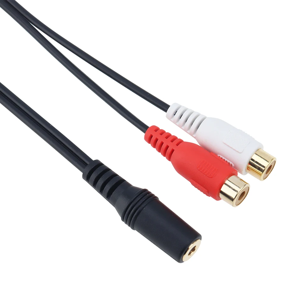 3 5mm Stereo Audio Female Jack to Double Lotus 2 RCA Female Socket 3 5 mm To 2RCA Splitter Adapter Cable For Headphone 100pcs