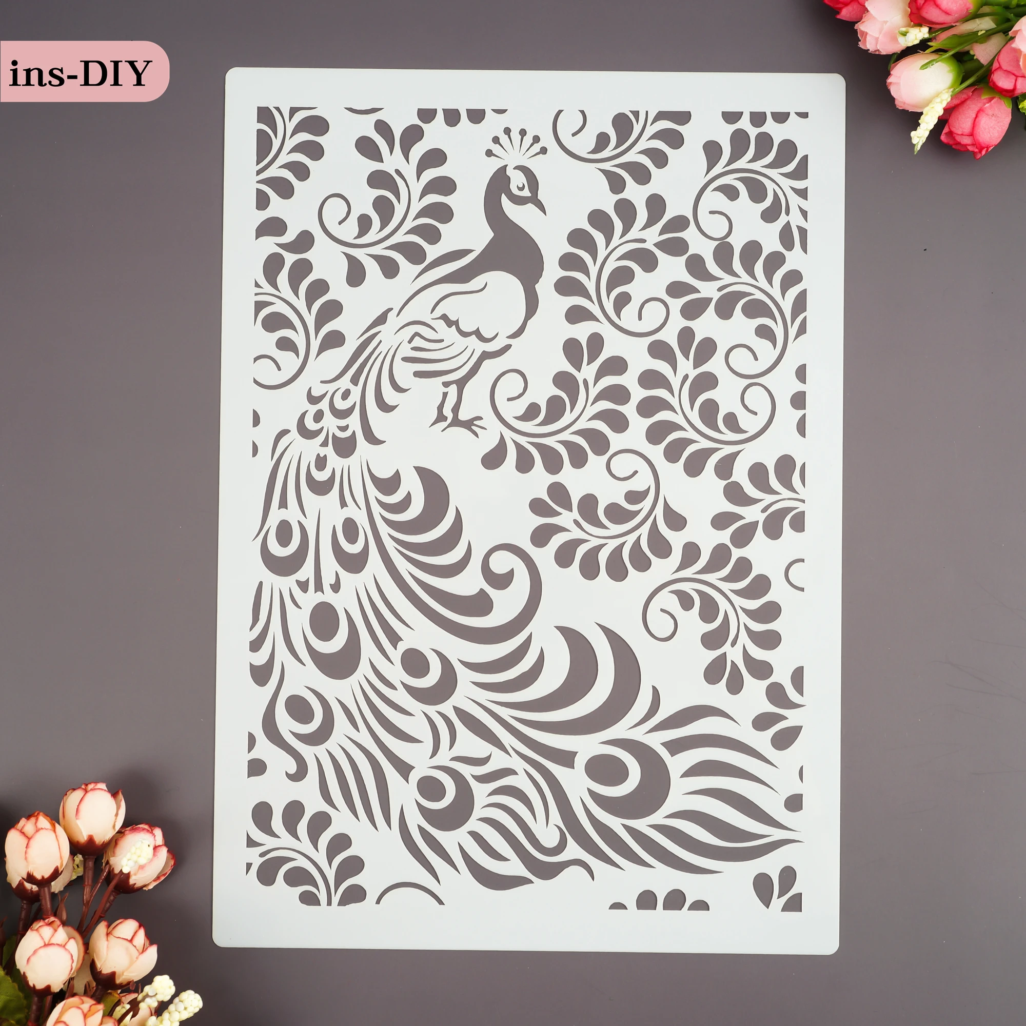 

29*21cm Peacock Leaves DIY Layering Stencils Wall Painting Scrapbook Coloring Embossing Album Decorative Paper Card Template