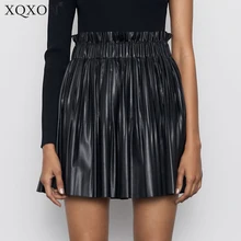 Плиссированные мини-юбки женские модные юбки из искусственной кожи женские элегантные юбки с эластичной резинкой на талии женские юбки зимние юбки