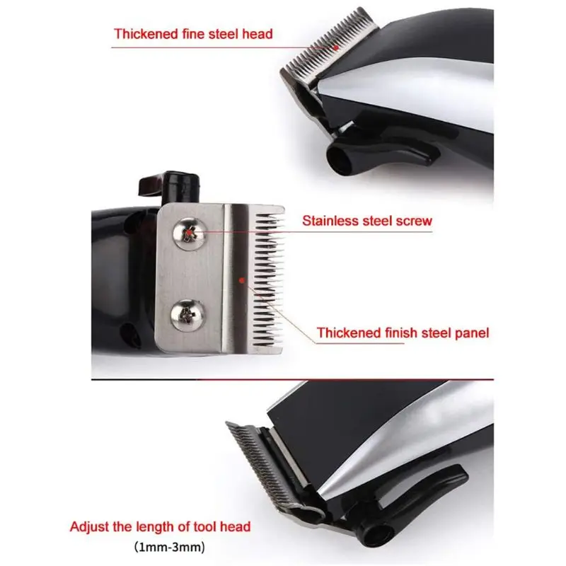 Professional Electric Plug-In Hair Clippers Beard Trimmer Barber Grooming Kit Rechargeable Cordless Haircut Machine