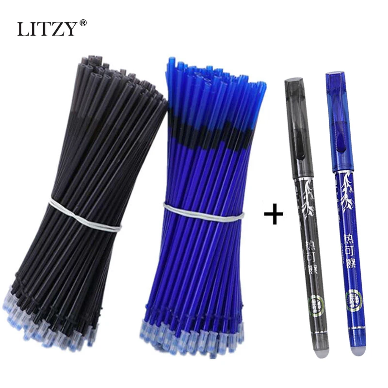

2+10Pcs Gel Pens 0.5mm Erasable Pen Set Erasable Washable Handle Refill Rod Blue Black Ink School Stationery Office Writing Tool