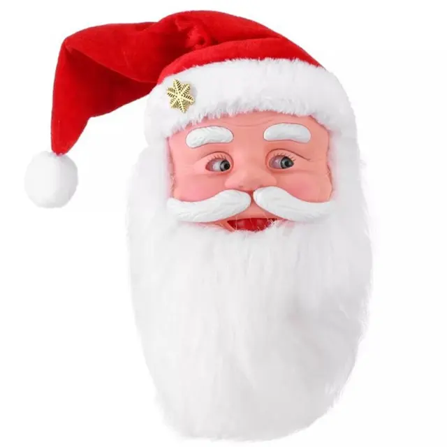 Christmas Decorations for Home Electric Speaking and Singing Santa Claus Head 2022  New Year Children's Gift Toys