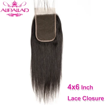 

4x6 Lace Closure Straight Human Hair Closure With Baby Hair Indian Remy Swiss Lace Closure Human Hair Aliballad Hair