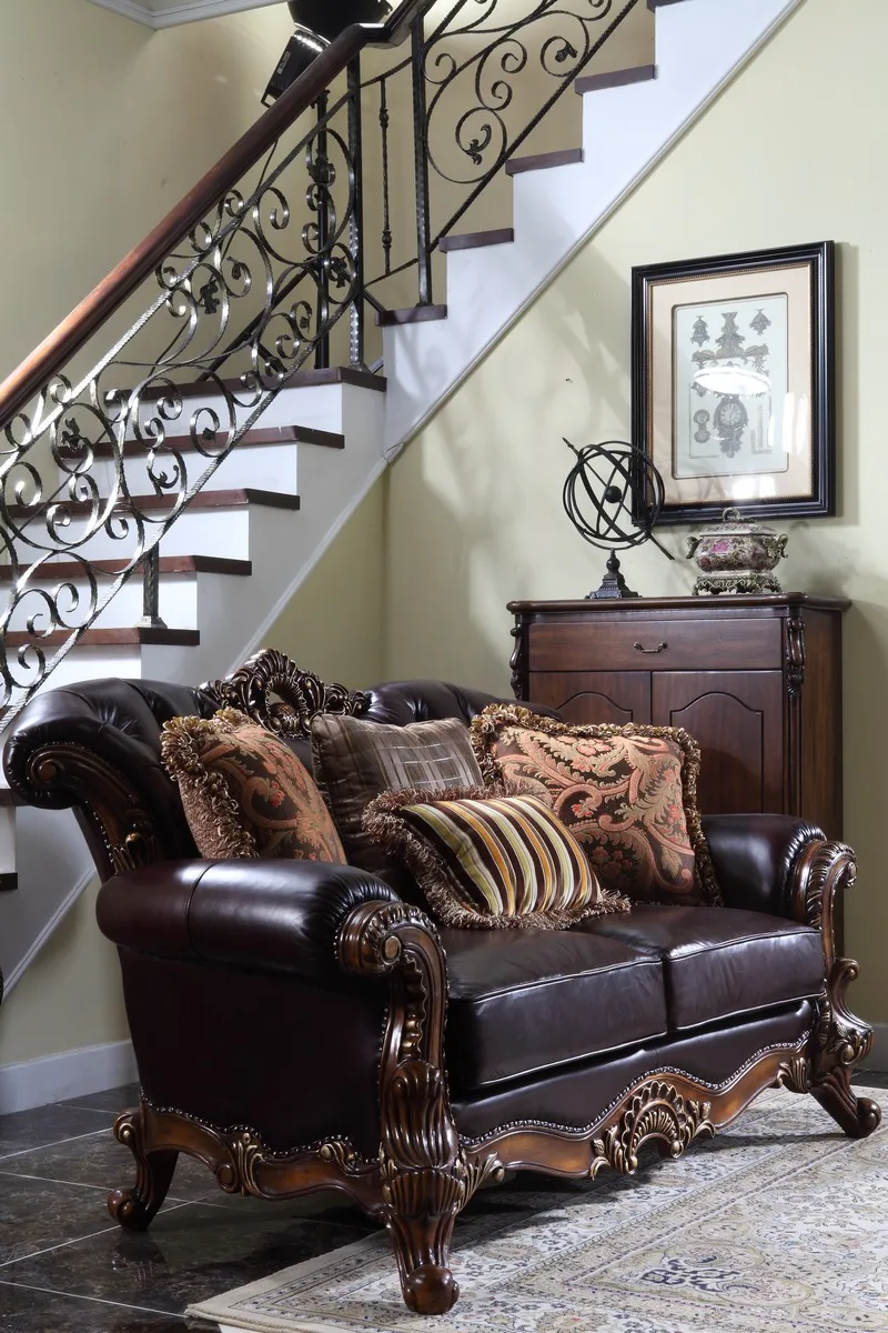 Американский стиль 123 секционный диван гостиная диван мебель деревянный диван дизайн и обувь шкаф GF47 - Цвет: 3 seater sofa