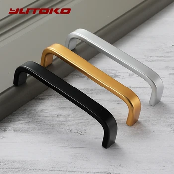 YUTOKO Zinc Aolly Silver Cabinet Handles Simple style Kitchen Cupboard Pulls Drawer Knobs Fashion Furniture Handle Door Hardware