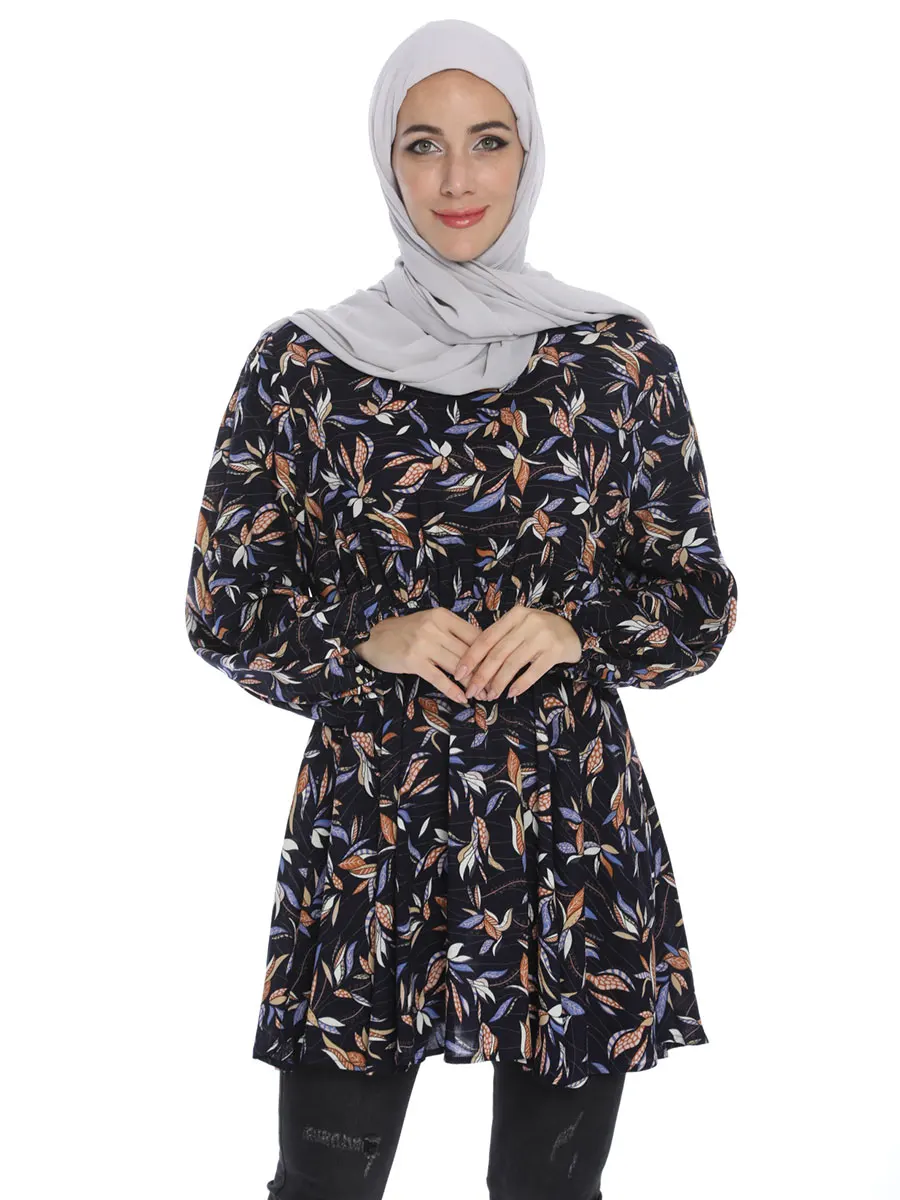 Vetement Femme Musulmane Топ Mujer длинные рубашки для мусульманских женщин Chemise Longue Femme Musulmane abaya Дубай Исламская одежда - Цвет: only top