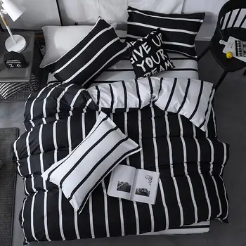 

50Black and White Color Stripe Bed Cover Sets Twin/Full/Queen/King/Super King size Quilt Cover Bed Sheet Pillowcase Bedding Set