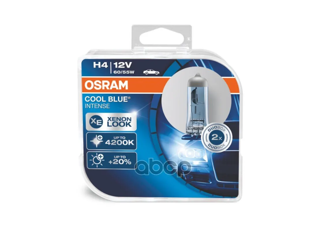 Лампа Г/С H4 (60/55w) P43t Cool Blue Intense 4200k 2шт 12v 64193cbi-Hcb 4052899413061 Osram арт. 64193CBI-HCB | Автомобили и