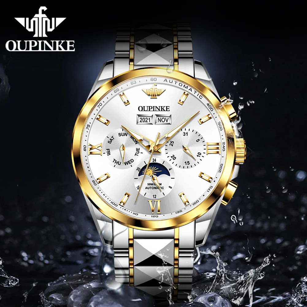 

OUPINKE Luxury Wrist Watches for Men Automatic Mechanical Waterproof Sapphire GlassTop Brand Fashion Watch relogio masculino