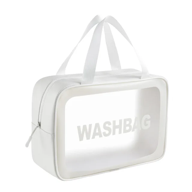 Women's Cosmetic Bag Female 2021 New Portable Travel Waterproof Large Capacity Storage Box Fashion Makeup Toiletry Bag Organizer L White