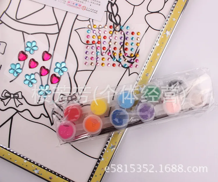 Large Colorful Crystals with Numbers Color Painting(30X40 Cm, with 12-Color Paint Pen) with Diamond Color Painting