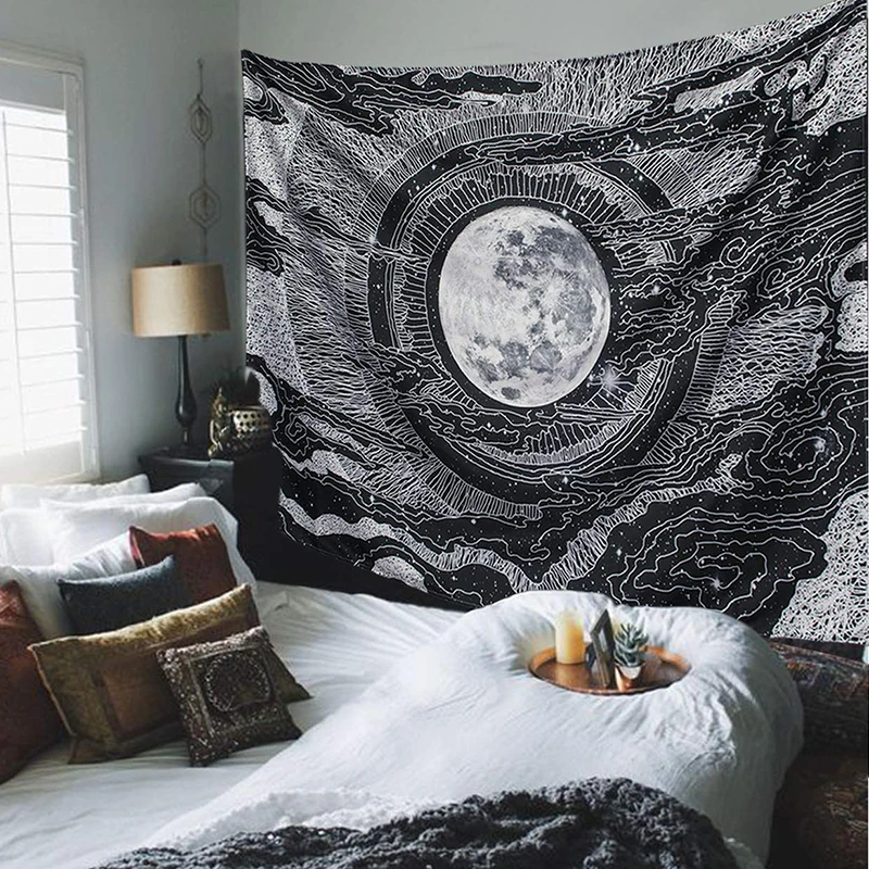 Seven Stars Moon and гобелен, расшитый звездами macrame настенный психоделический горный МАНДАЛА ГОБЕЛЕН богемное украшение хиппи Настенный Ковер