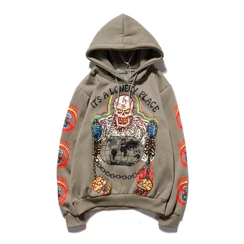 Kanye Fleece Skull Graffiti Mens Sweatshirt Oversize Harajuku Loose Casual Couple Hoodies Stranger Things Hooded Hoodie 2020 1