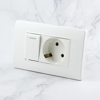 

Wall Power EU DE wall Socket Plug adapter,16A 250V EU Standard Electrical Double Outlet Switch 118mm*86mm,PC Panel