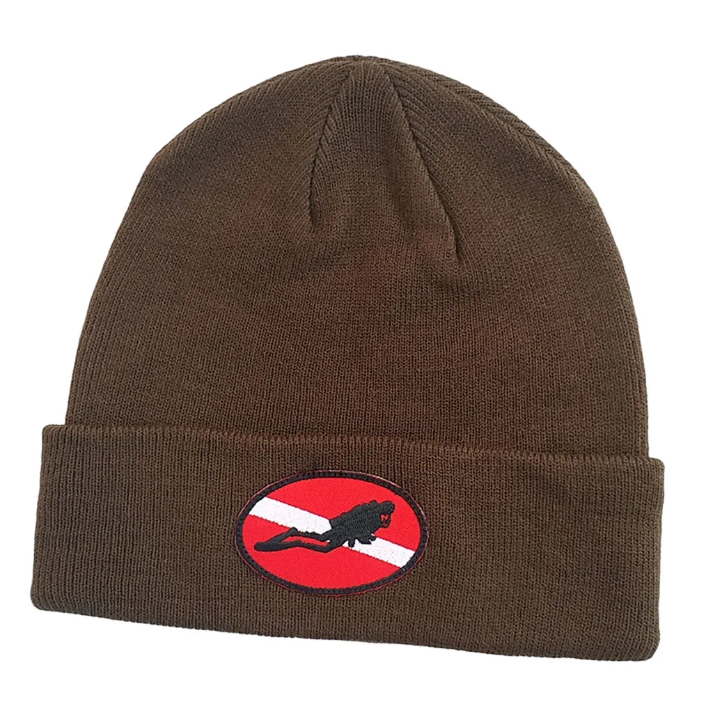 Fashion Unisex Adult Scuba Diving Snorkeling Hat Dive Knit Beanie Diver Hat Cap with Dive Flag/Diver Down Design