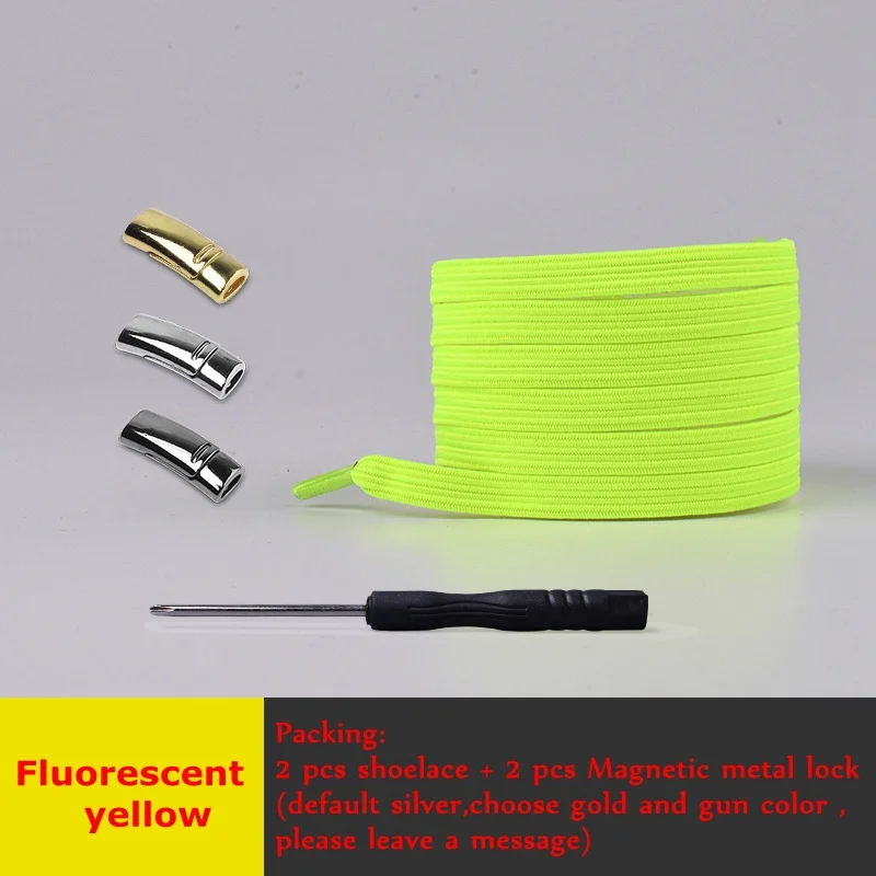 Fluorescent yellow 1 пара магнитных эластичных шнурков без шнурков шнурки для обуви для отдыха на открытом воздухе кроссовки ленивые шнурки Быстрая блокировка плоские шнурки унисекс - Цвет: Fluorescent yellow