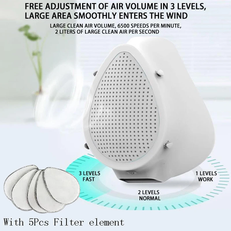 

Replaceable PM 2.5 Anti Formaldehyde Respiratory Fliters Electric Mouth Mask Efficient Purification System Independent Air Inlet