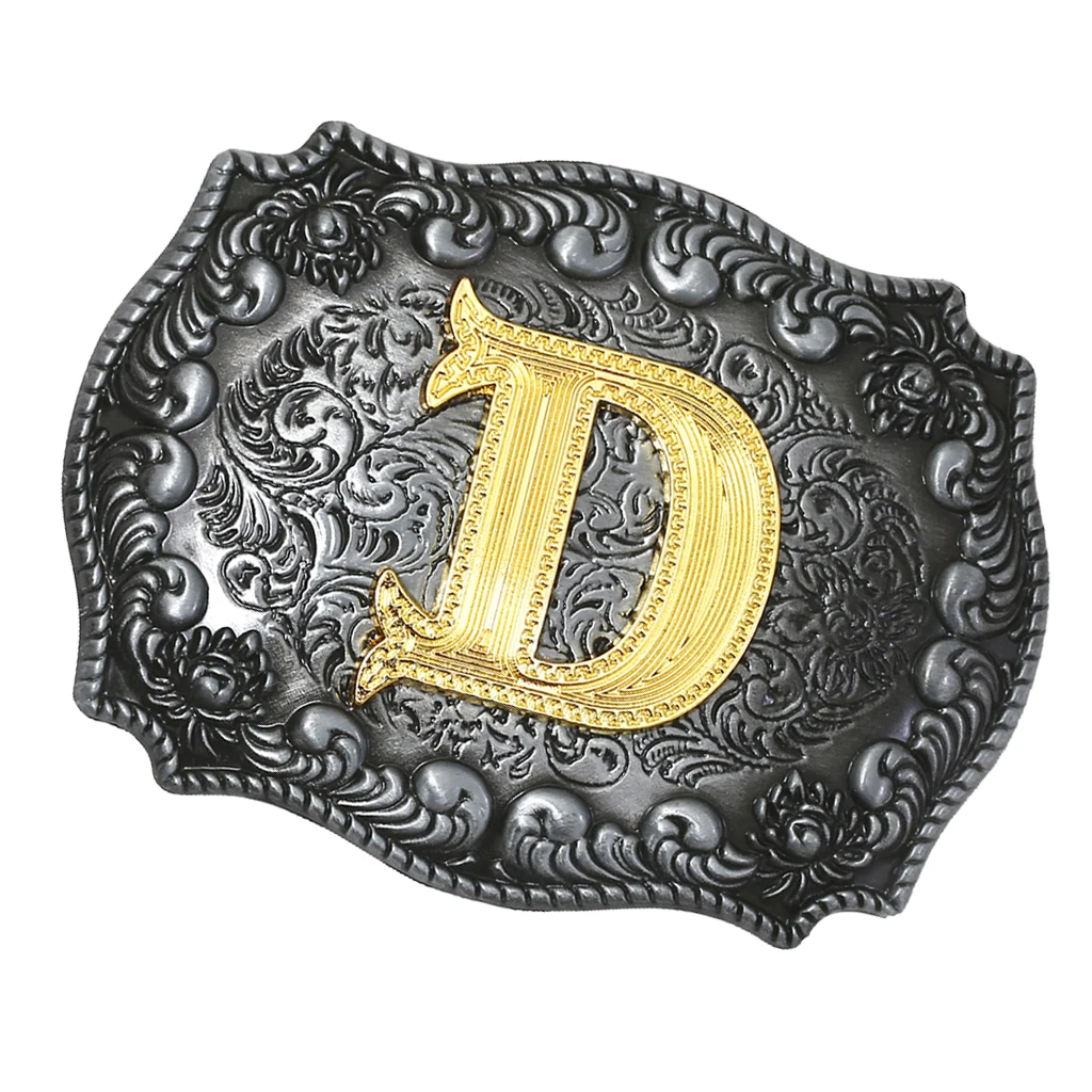 Luxurious Man Belt Buckle Novelty Women Cool Golden Initial Letters ABCDWXY-Z Mens Cowboy Waist Belt Buckle Indian Metal Buckle