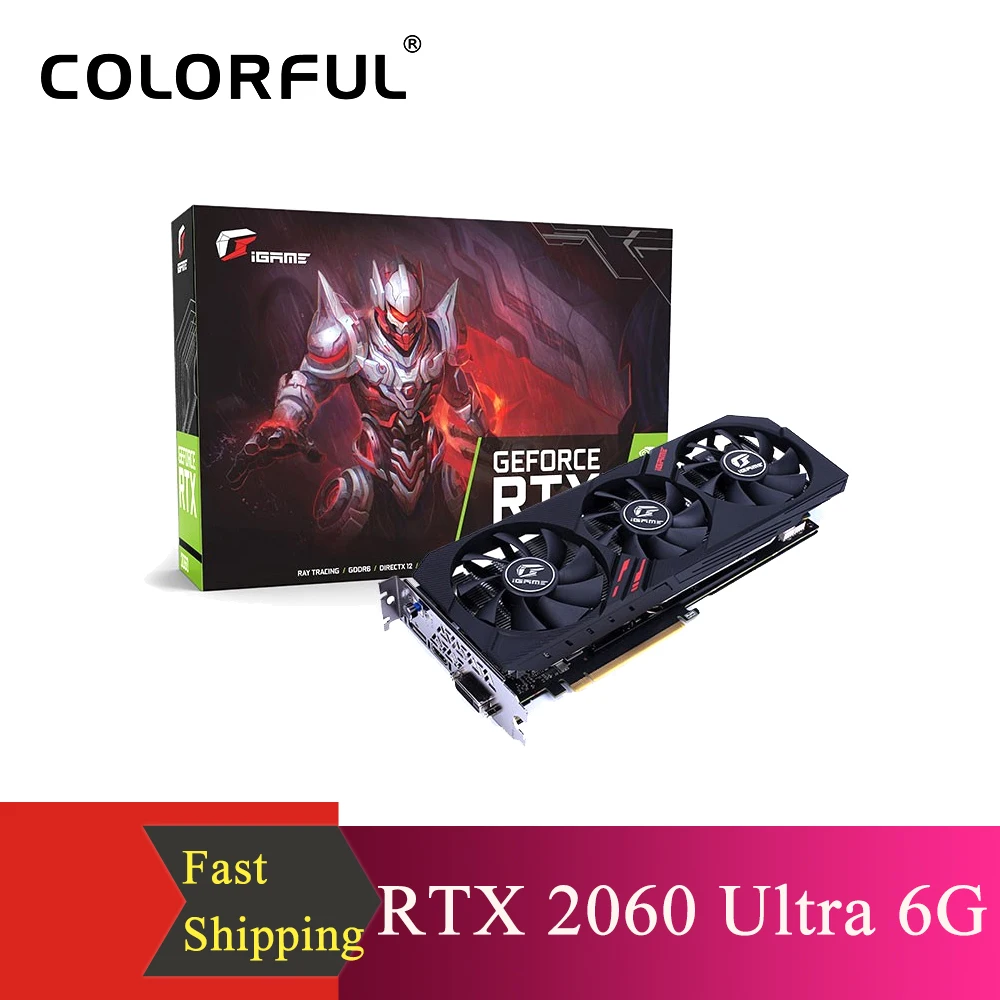 Цветная графическая карта iGame GeForce RTX 2060 Ultra GDDR6 6G GPU видеокарты 1365 1680 МГц PCI E 3 0 HD
