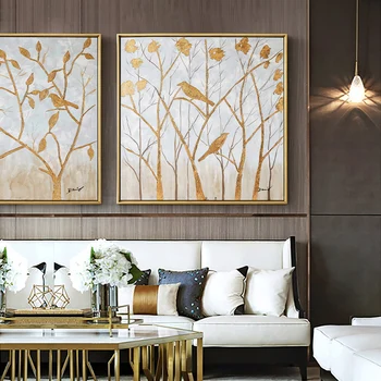 

Modern Minimalist Living Room Decorative Painting hand-painted Oil Canary Bedroom Mural Paintings Restaurant