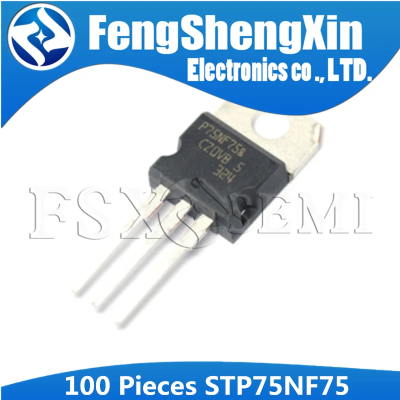 100 unids/lote STP75NF75 TO 220 P75NF75 75N75 n channel MOSFET TransistorCircuitos integrados