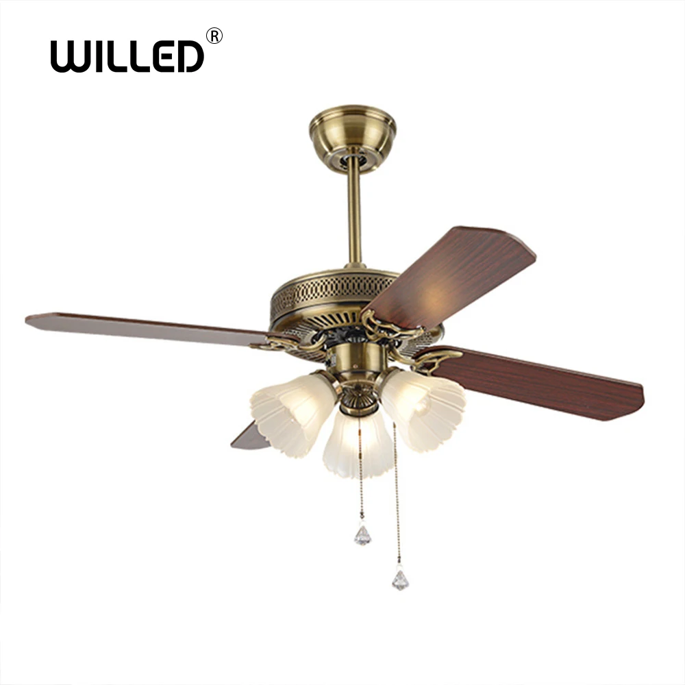 42 Inch American Vintage Ceiling Fan With Lights Remote Control