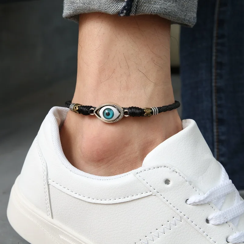 Turkish Blue Evil Eye Ankle Chains For Men Barefoot Sandal Accessories