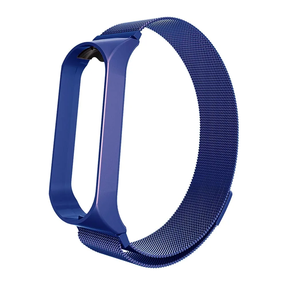 Rovtop ремешок для Xiaomi mi Band 4 ремешок для Xiaomi mi band 3 браслет для mi band 3 M3 M4 металлический Безвинтовой браслет из нержавеющей стали - Цвет: Magnet Dark Blue