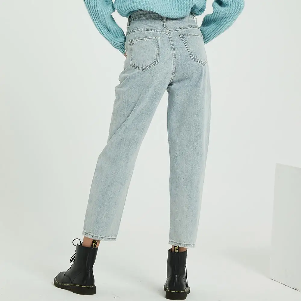 Cheap Wixra 2019 New Solid BF Casual Women s Denim Pants High Waist Pockets Jean Trousers Spring Autumn Ladies Jeans