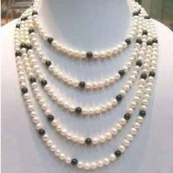 

8-9MM CHARMING AKOYA WHITE BLACK PEARL NECKLACE 14k/20 yellow gold clasp