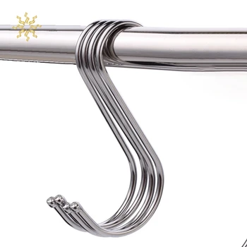 

5Pcs Household Stainless Steel S-shaped Hook Coat Hanging Hanger Bathroom Kitchen Railing S Hook Clasp Holder Hooks K802
