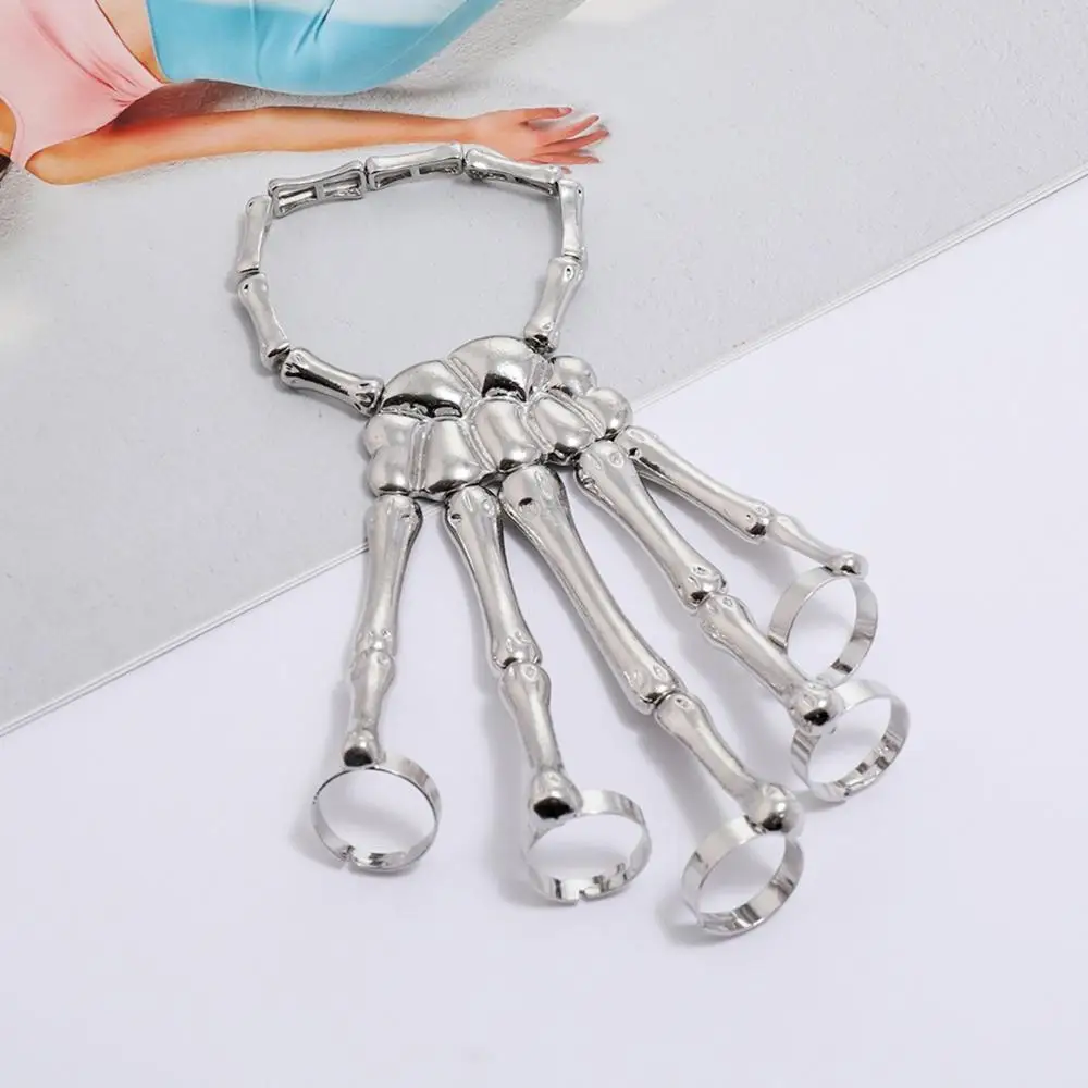 Bracelet jewelry Halloween bracelet For women Gothic punk Hand skull skeleton Elasticity adjustable Bracelet bangles Femme party accessories