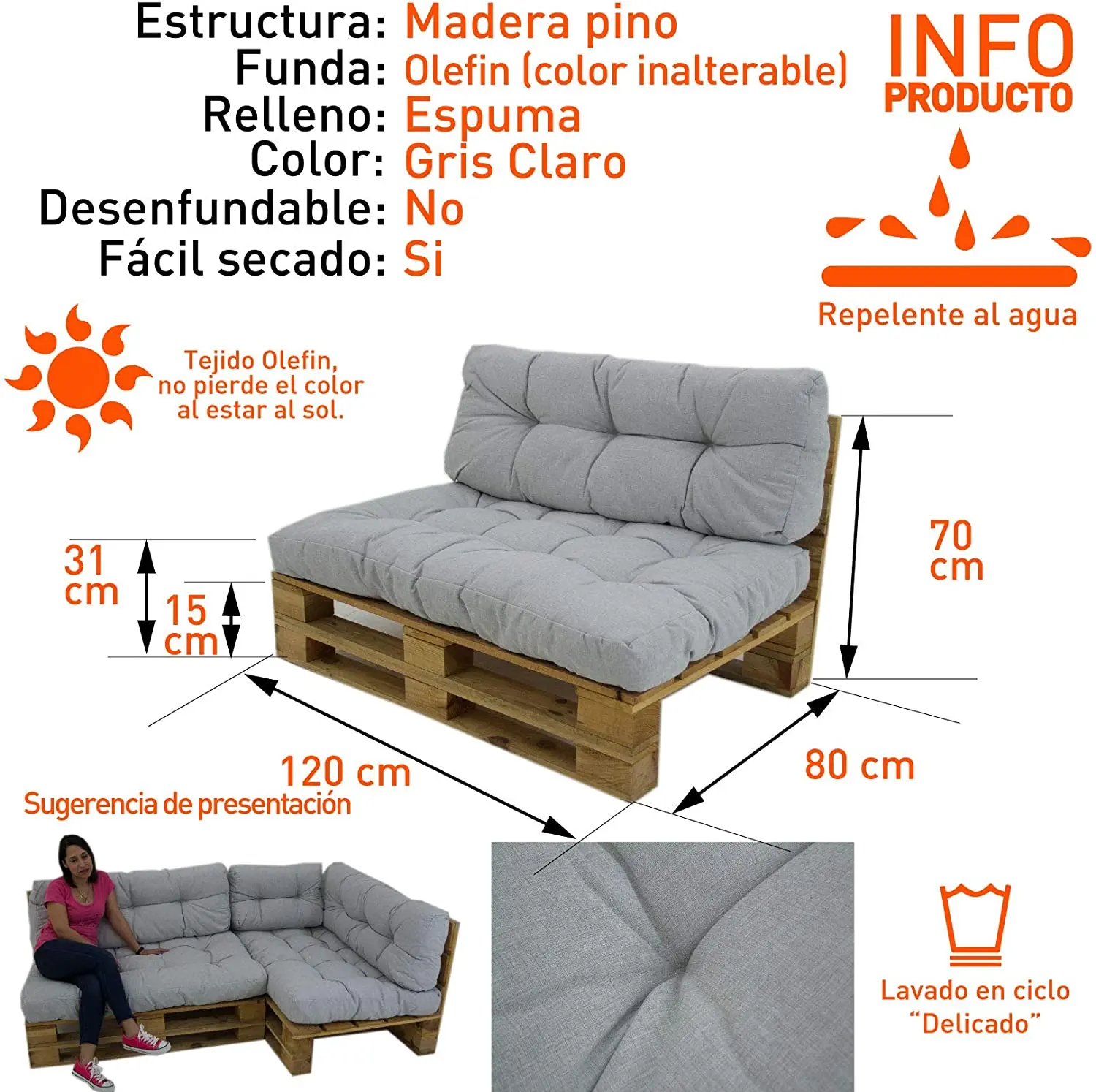 Pack 4 sofás para palets + 4 cojín de asiento + 4 cojín respaldo,Sofás y  butacas de exterior, sillones para exterior,Sofás de jardín,muebles de  jardín,Mobiliario para exterior| | - AliExpress