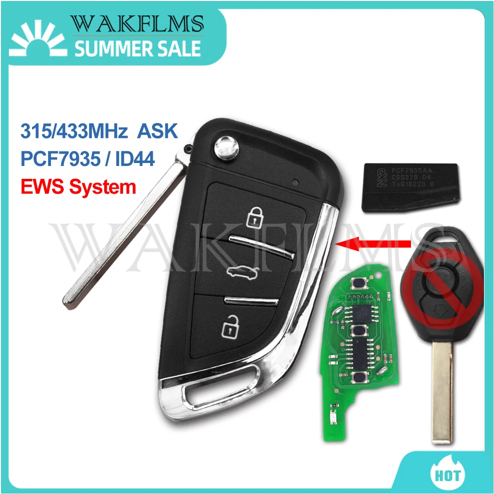 Обновленная модель ID44 HU92 с 3 кнопками для самостоятельной сборки BMW EWS E65 E81 E60 E61 E64
