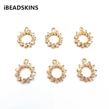 

New arrival! 16X13mm 50pcs Copper / Zircon Round shape Charm for Earrings DIY,Earrings parts,hand Made Jewelry DIY