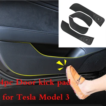 

For Tesla Model 3 Car Door Leather Anti Kick Carbon Fiber Protective Cover Auto Door Anti-kick Anti-dirty Pad Sticker Decoratio