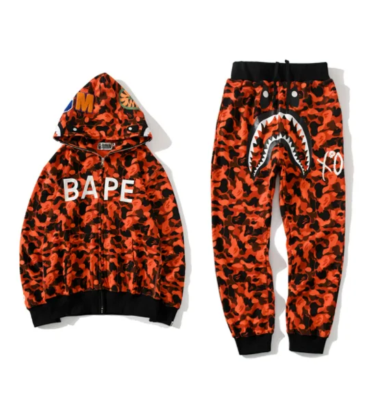 Красные толстовки Bape x xo в стиле хип-хоп | Мужская одежда