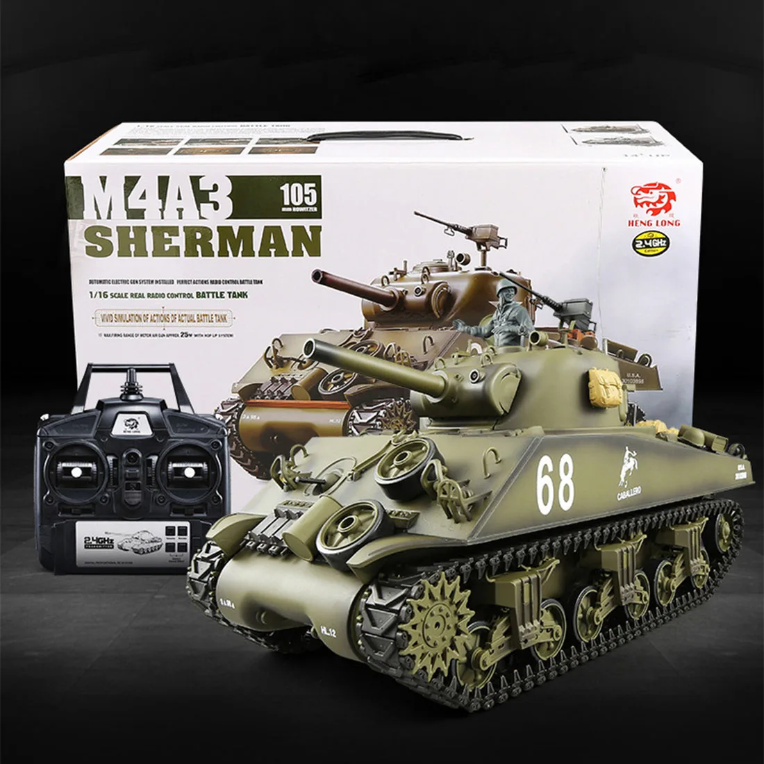 1:16 American M4A3 Sherman Tank 2.4G Remote Control Model Military Tank With Sound Smoke Shooting Effect - Basic Edition