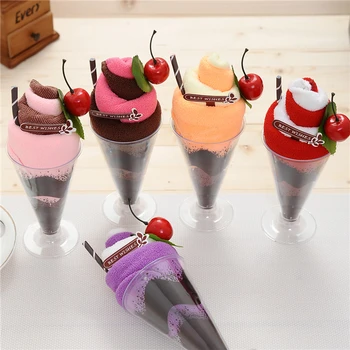 

10sets Creative Towel present ice cream Modelling Towel Creative Gifts Birthday Wedding Christmas decoration Face Bath Towel