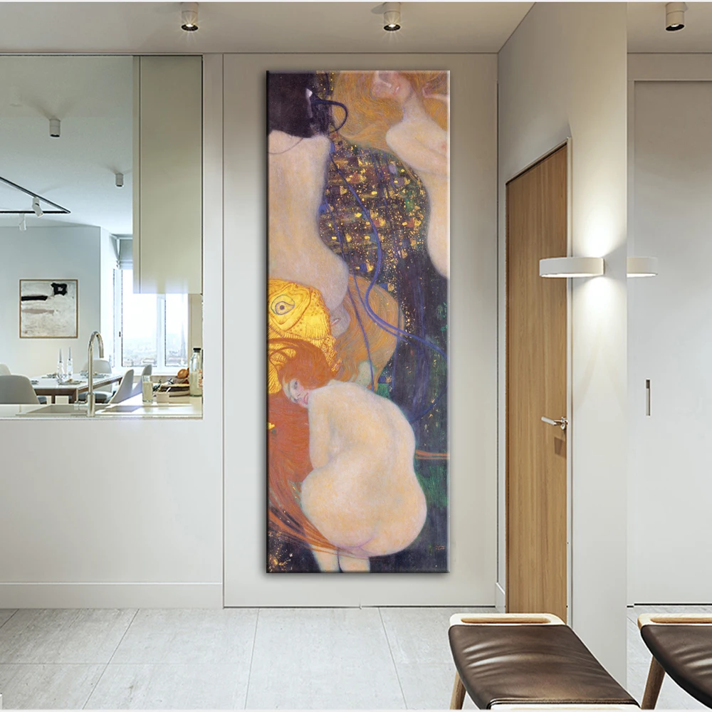Gustav Klimt Kiss Canvas художественные картины репродукции золотая рыбка известные