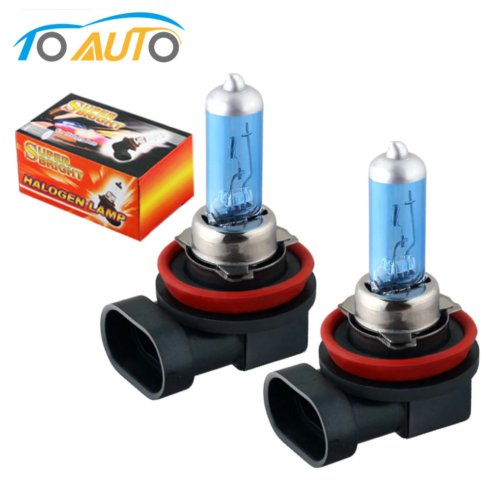 Halogen Headlight Bulb Car Headlights 2Pcs H11 55W 100W 12V Super Bright 6000K White Fog Lights Halogen Bulb