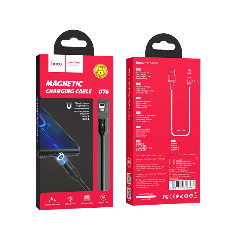 HOCO U76 22 шт./лот 1,2 м Магнитный USB кабель для iPhone type C Micro нейлоновый кабель для samsung USB C кабель