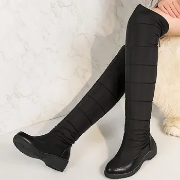 

Skidproof Keep Warm Plush Fur Waterproof Snow Boots Winter Shoes Boots Large Sizes 44 Over The Knee Boots Outdoor Footwear Women