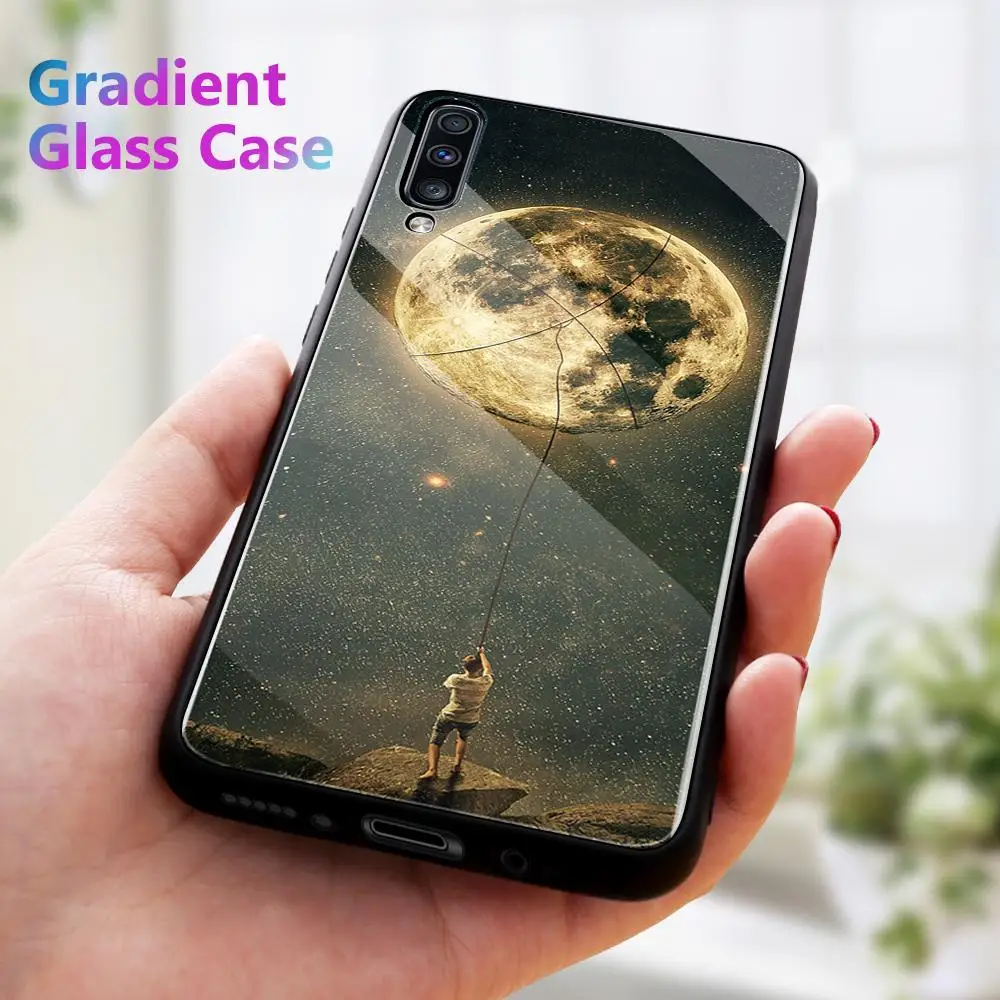 Закаленное Стекло чехол для samsung Galaxy A70 A50 A30 A20 A10 S10Plus S9 S8 Note10 Note9 Note8 A750 чехол противоударный мягкий край крышки