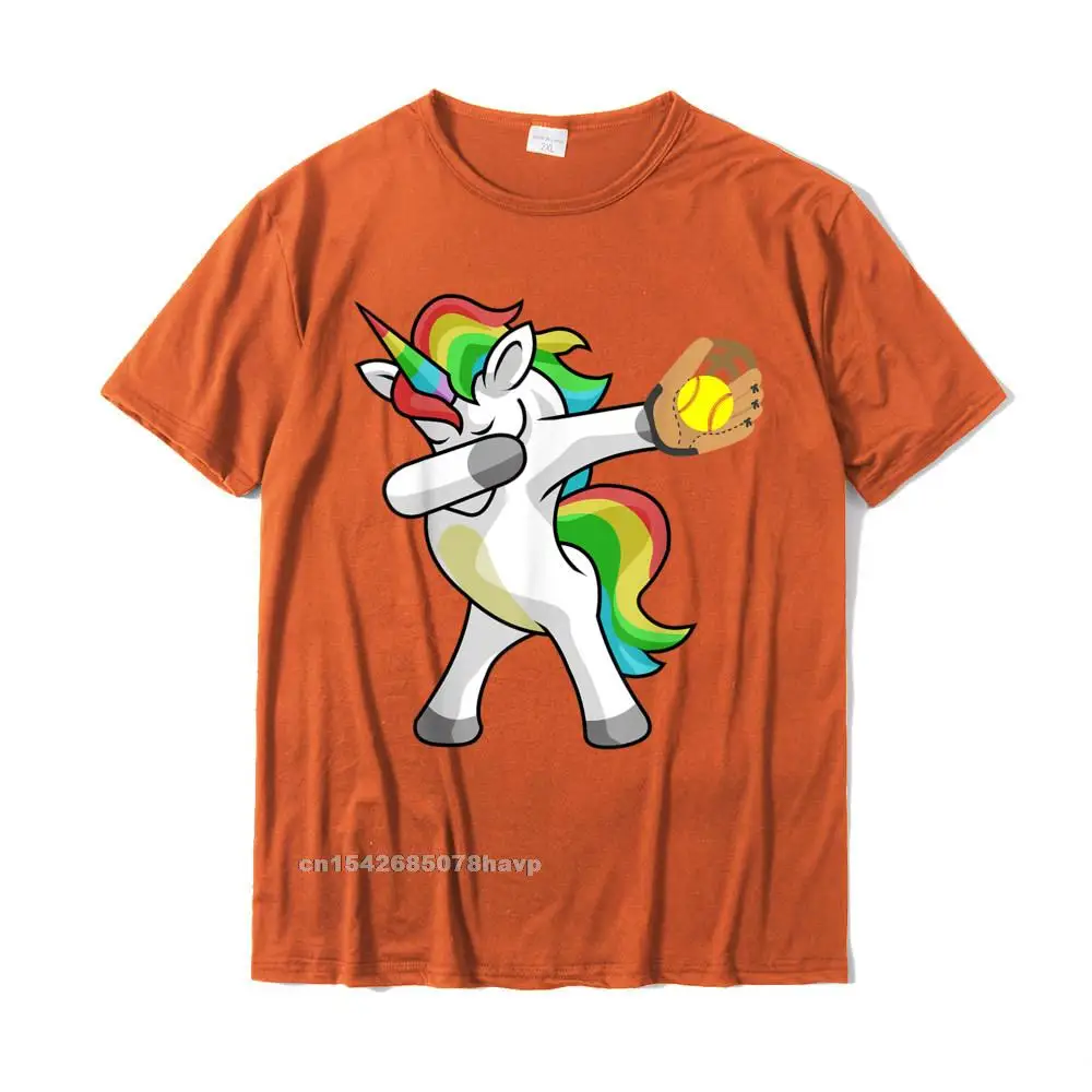 Printed Tops & Tees Funky Crew Neck Geek Short Sleeve 100% Cotton Men T-Shirt Casual Sweatshirts Top Quality Dabbing Unicorn Softball Player Funny Dab Dance Rainbow Gift T-Shirt__19. orange