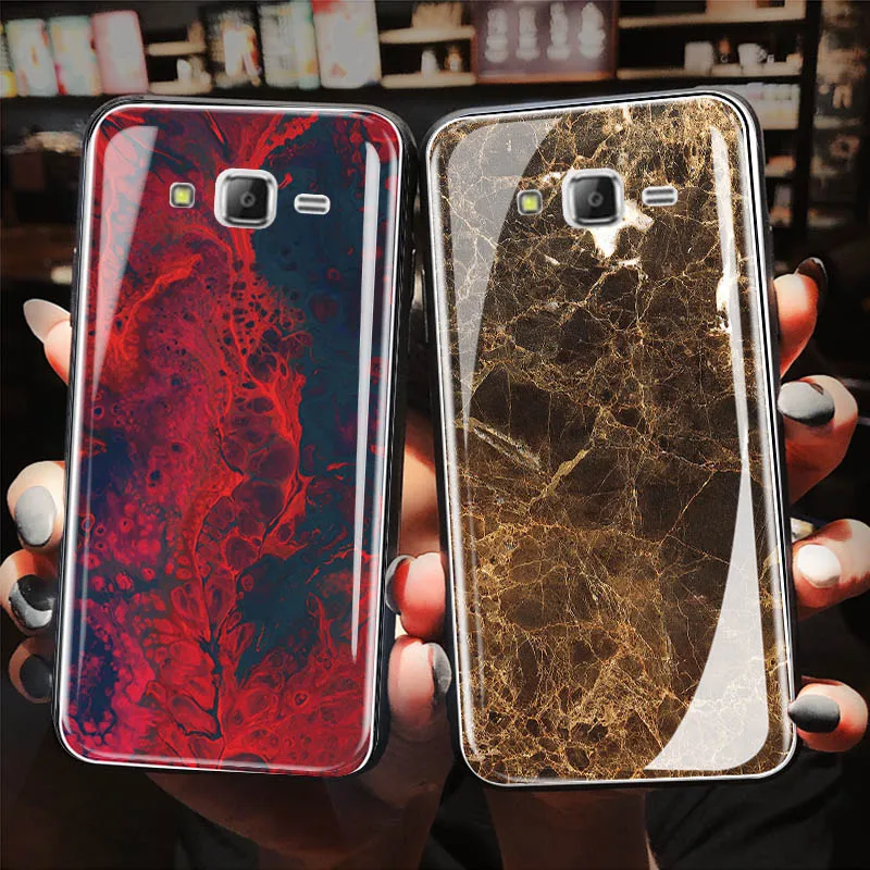 Мраморный чехол из закаленного стекла для Samsung Galaxy J5 2015 J500 J500F 5 0 &quotударопрочный j5