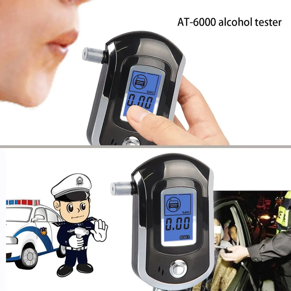 Профессиональный цифровой дыхательный спирт Тестер Алкотестер с ЖК-дисплеем с 5 мундштуками полицейский спирт парковка алкотестер